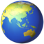 globe showing Asia-Australia on Apple