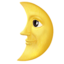 first quarter moon face on Apple