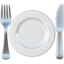 fork and knife with plate on Apple