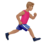man running facing right: medium skin tone on Apple