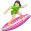 woman surfing: light skin tone on Apple