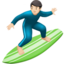 man surfing: light skin tone on Apple