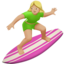 woman surfing: medium-light skin tone on Apple