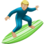 man surfing: medium-light skin tone on Apple