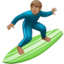 man surfing: medium skin tone on Apple