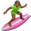 woman surfing: medium-dark skin tone on Apple