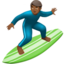 man surfing: medium-dark skin tone on Apple