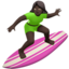 woman surfing: dark skin tone on Apple