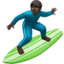 man surfing: dark skin tone on Apple