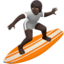 person surfing: dark skin tone on Apple