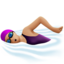 woman swimming: medium-light skin tone on Apple