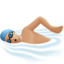 man swimming: medium-light skin tone on Apple