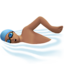 man swimming: medium skin tone on Apple