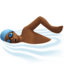 man swimming: medium-dark skin tone on Apple