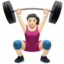 woman lifting weights: light skin tone on Apple