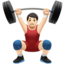 man lifting weights: light skin tone on Apple
