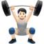 person lifting weights: light skin tone on Apple