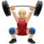 man lifting weights: medium-light skin tone on Apple