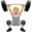 person lifting weights: medium-light skin tone on Apple