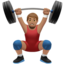man lifting weights: medium skin tone on Apple