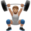 person lifting weights: medium skin tone on Apple
