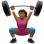 woman lifting weights: medium-dark skin tone on Apple