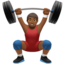 man lifting weights: medium-dark skin tone on Apple