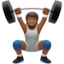 person lifting weights: medium-dark skin tone on Apple
