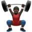 man lifting weights: dark skin tone on Apple