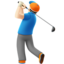 man golfing: light skin tone on Apple