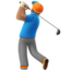 man golfing: medium skin tone on Apple