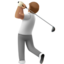 person golfing: medium skin tone on Apple