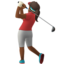 woman golfing: medium-dark skin tone on Apple