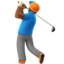 man golfing: medium-dark skin tone on Apple