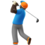 man golfing: dark skin tone on Apple