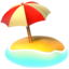 beach with umbrella on Apple
