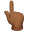 backhand index pointing up: medium-dark skin tone on Apple