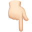backhand index pointing down: light skin tone on Apple