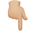 backhand index pointing down: medium-light skin tone on Apple