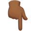 backhand index pointing down: medium-dark skin tone on Apple
