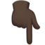 backhand index pointing down: dark skin tone on Apple