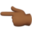 backhand index pointing left: medium-dark skin tone on Apple