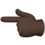 backhand index pointing left: dark skin tone on Apple