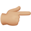 backhand index pointing right: medium-light skin tone on Apple