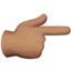 backhand index pointing right: medium skin tone on Apple