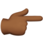 backhand index pointing right: medium-dark skin tone on Apple