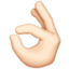 OK hand: light skin tone on Apple