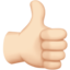 thumbs up: light skin tone on Apple