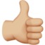 thumbs up: medium-light skin tone on Apple