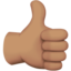 thumbs up: medium skin tone on Apple
